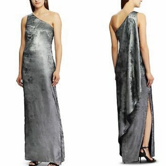 Lauren Ralph Lauren Dresses & Skirts - Lauren Ralph Lauren Dress Size 4 Silver Metallic One Shoulder Evening Gown